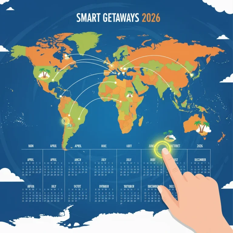 Strategic 2026 vacation planning with calendar and travel destinations
