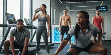 Athletes performing various workout recovery techniques after exercise.