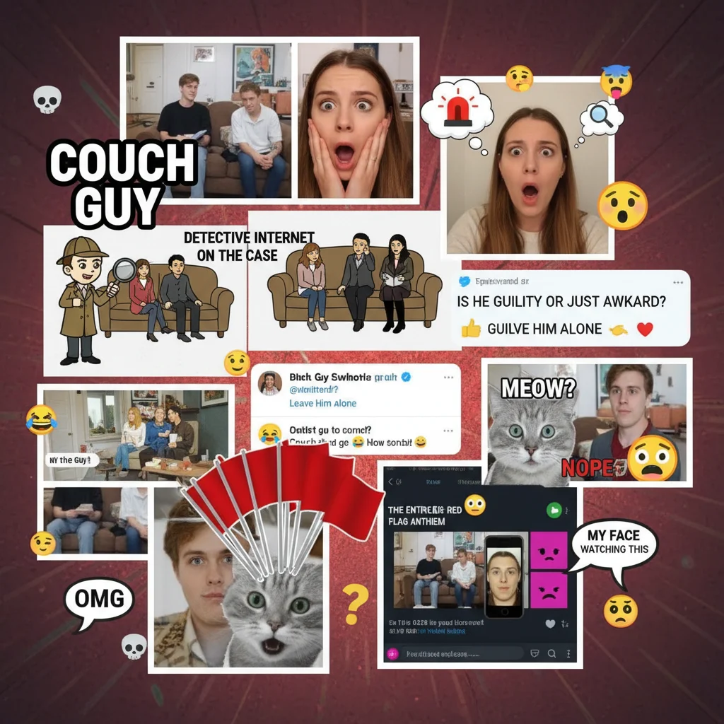 Collage of diverse internet reactions and memes inspired by 'Couch Guy'.