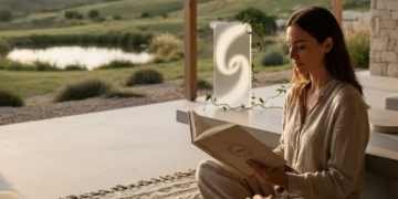 Person enjoying nature, book in hand, symbolizing digital detox and focus