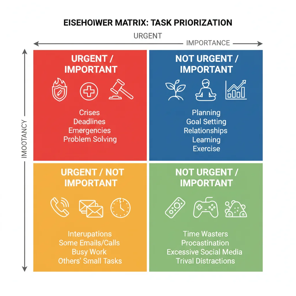 Eisenhower Matrix for task prioritization and time management