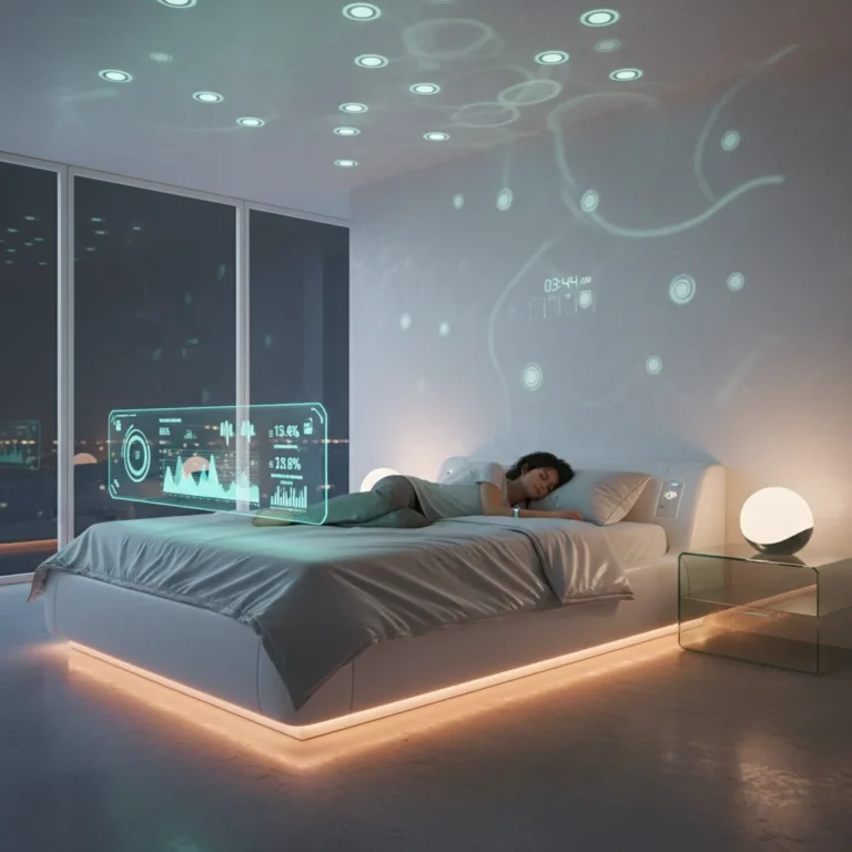 Futuristic smart bedroom with advanced sleep technology for optimal rest in 2026