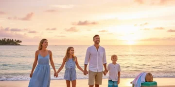 Happy family on beach planning summer 2026 vacation