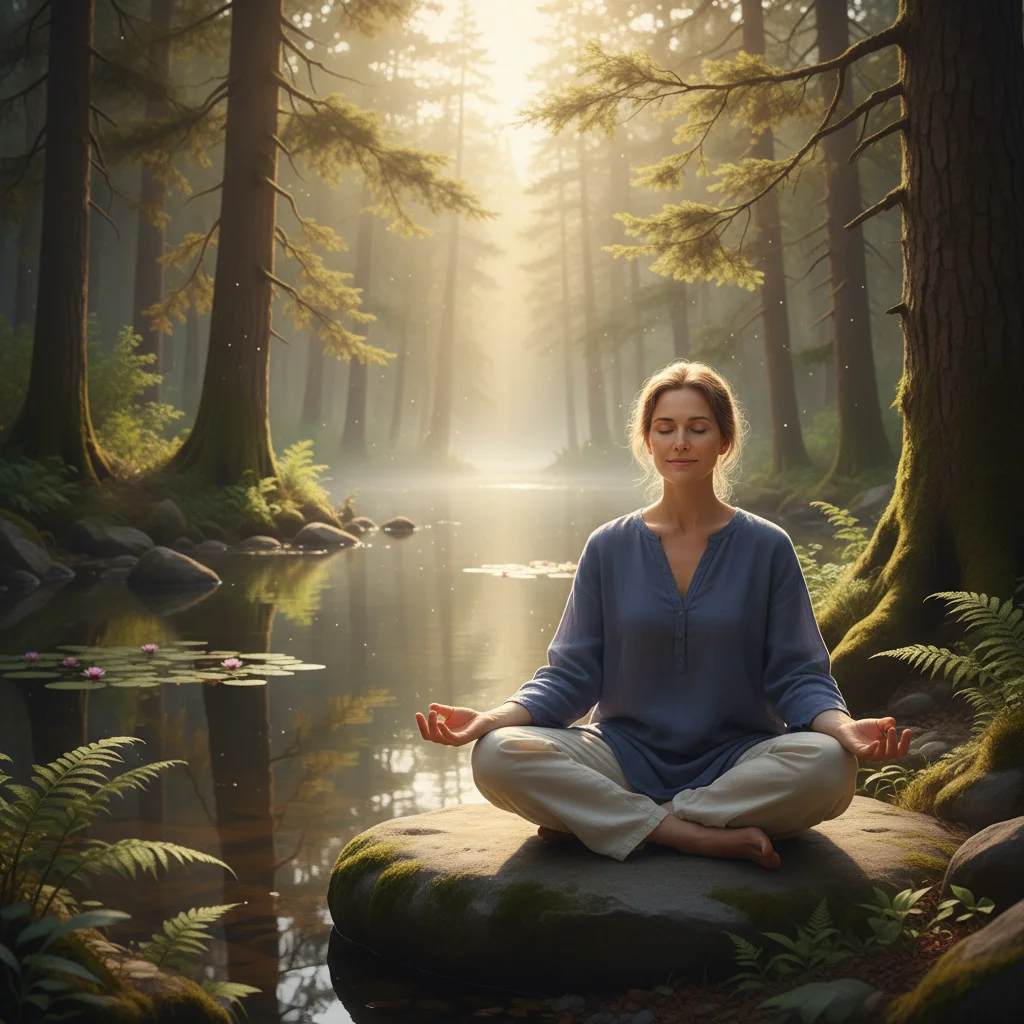 Person meditating in nature, embodying self-awareness and emotional regulation.