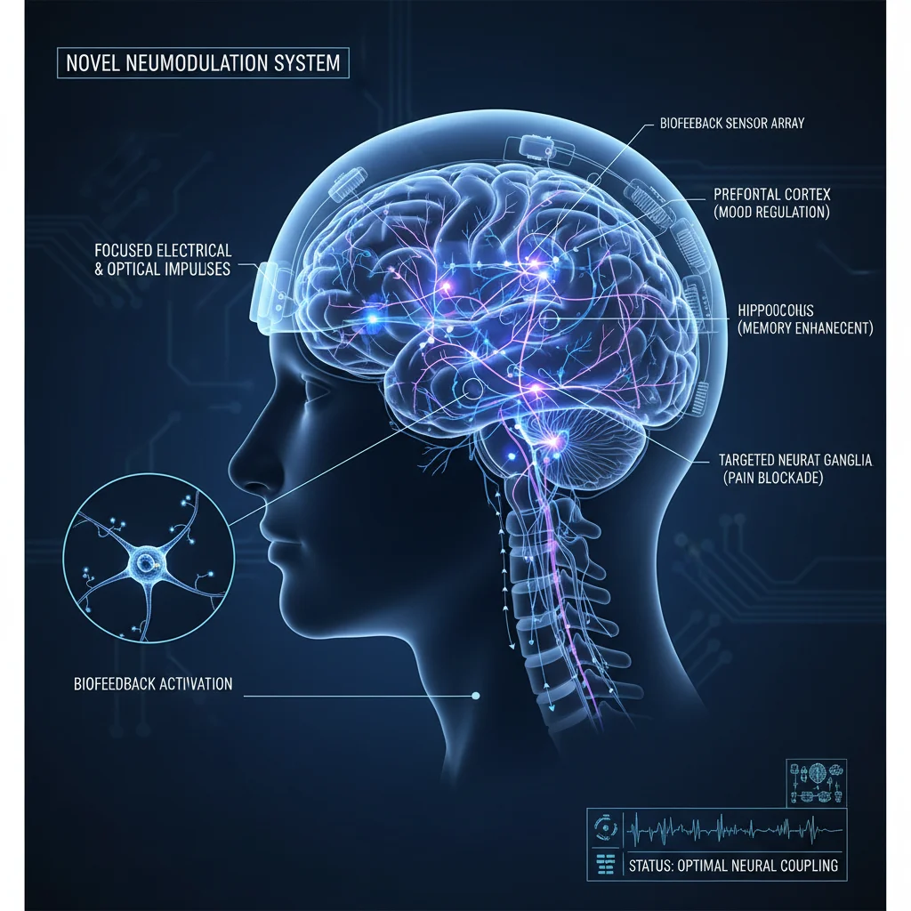 Diagram illustrating advanced neuromodulation for chronic pain relief