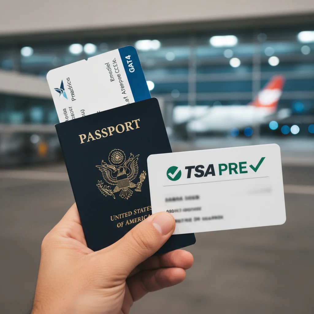 Passport and TSA PreCheck card for secure travel