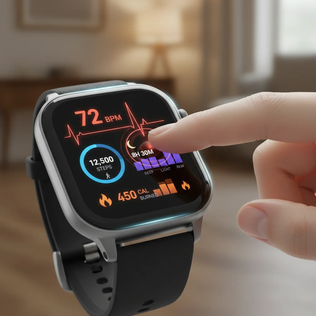 Smartwatch displaying detailed health metrics
