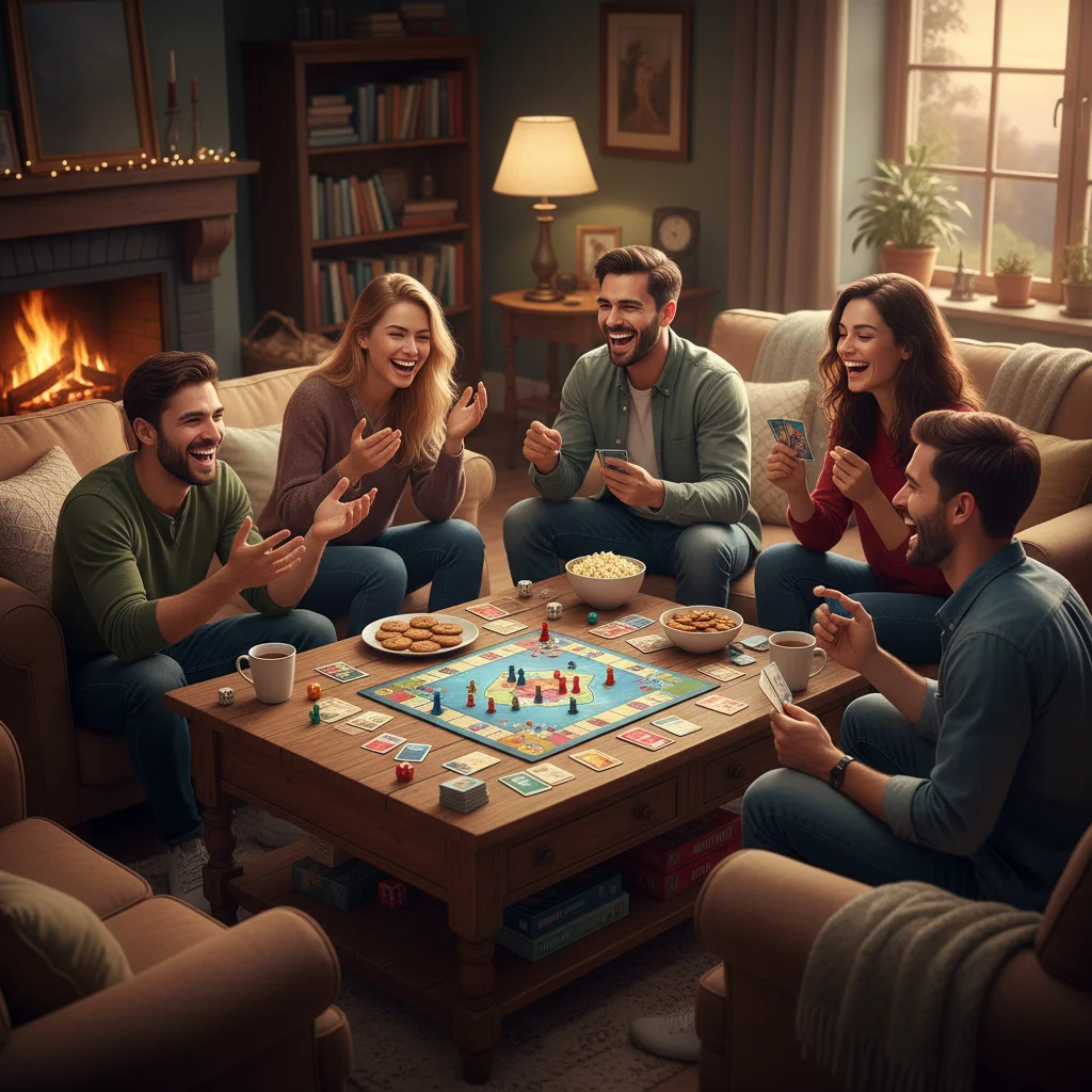 Friends playing board game without phones