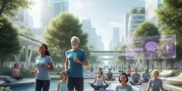 People using wearable tech for personal wellness activities