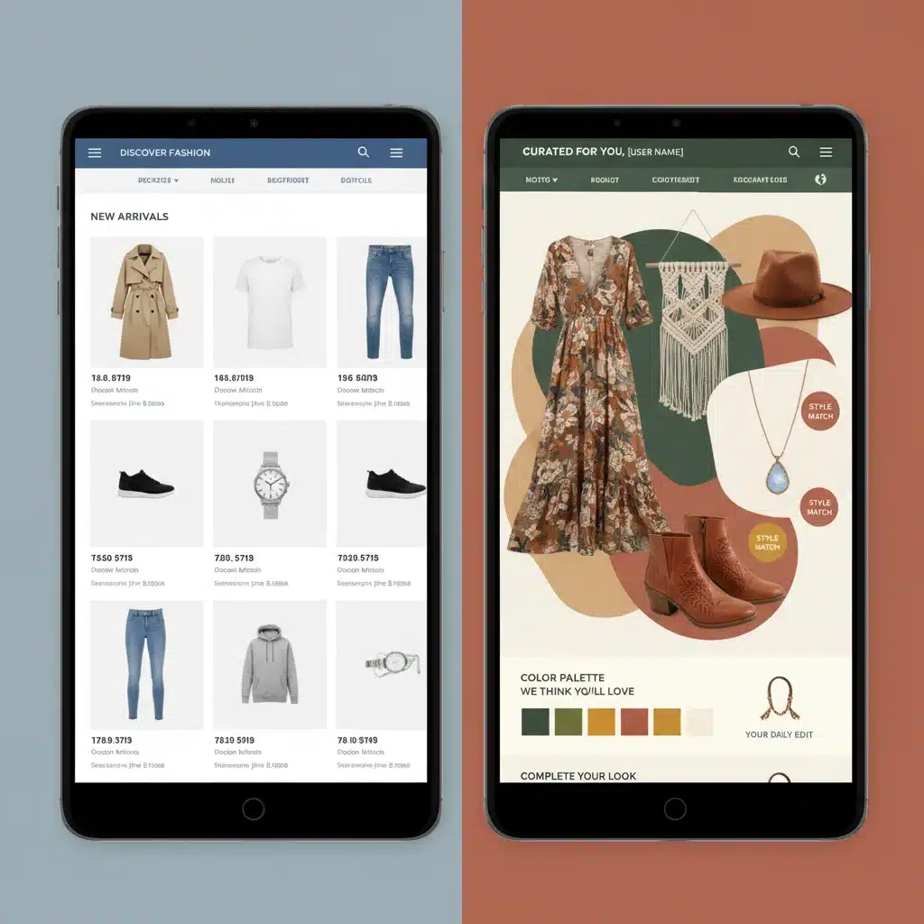 Comparison of generic vs. AI-personalized e-commerce product displays