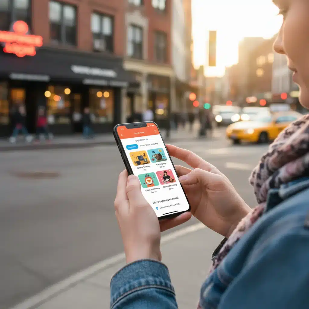 Person booking a local leisure activity on a smartphone, representing digital access to micro-experiences.