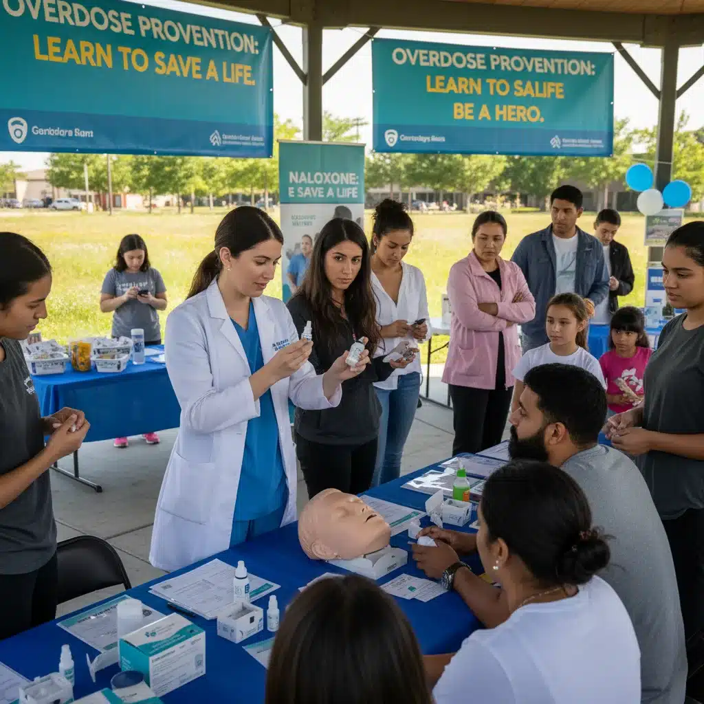 Community training session on naloxone administration for opioid overdose prevention.