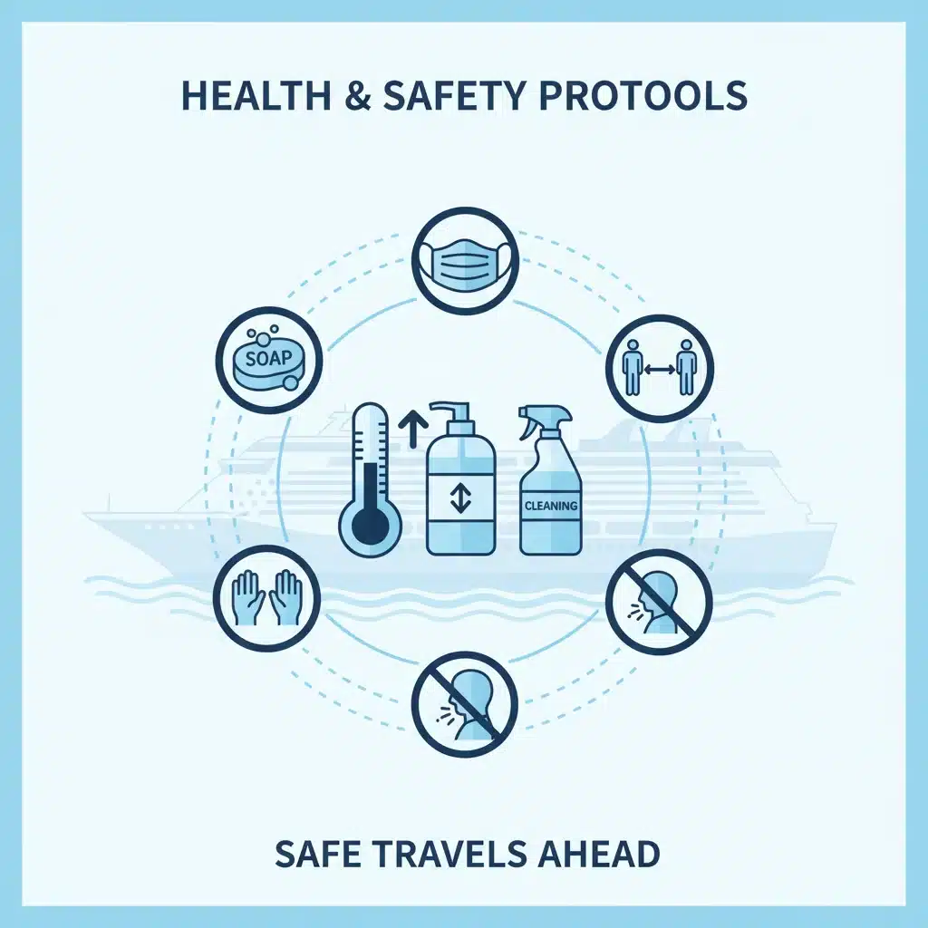 Infographic of cruise health and safety icons