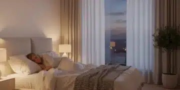 Peaceful bedroom setting with a sleeping adult over 40, symbolizing effective insomnia relief.