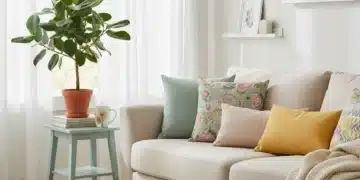 Bright living room with budget-friendly spring decor updates
