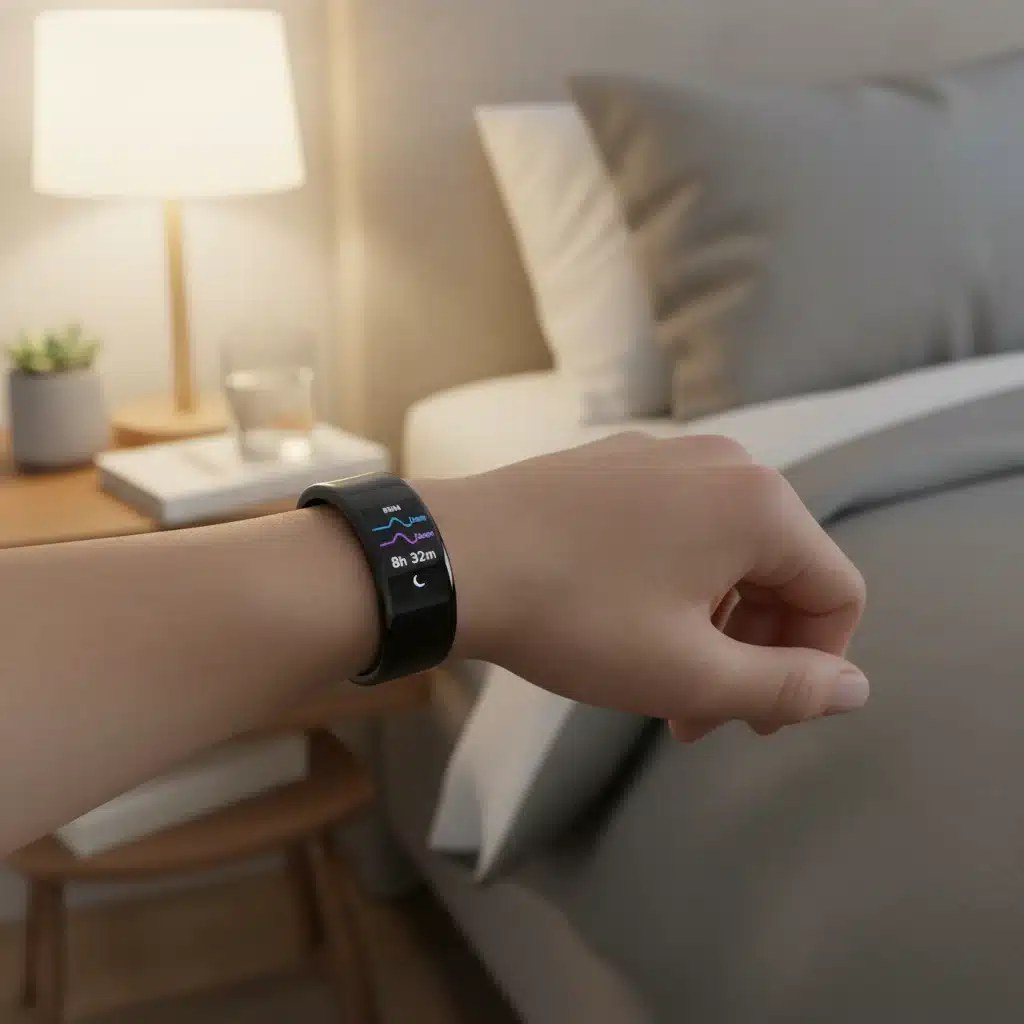 Smart ring displaying advanced sleep cycle analysis on a user's finger.