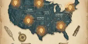 Illustrated map highlighting unique, under-the-radar US travel destinations for 2026 adventures.